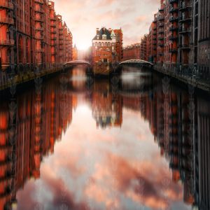 Fine Art Print – Symmetry at Dusk - Speicherstadt Reflections