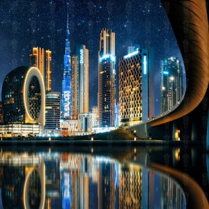 Fine Art Print – Starlit Reflections - Dubai's Skyline at Night