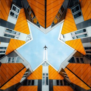 Fine Art Print – Flight Over Rotterdam's Iconic Cube Houses