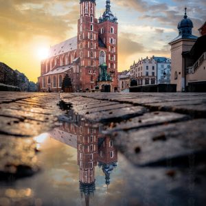 Dawn’s Reflection – St. Mary’s Basilica, Krakow