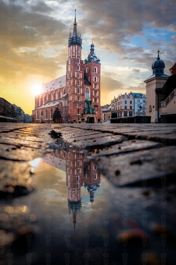 Dawn’s Reflection – St. Mary’s Basilica, Krakow